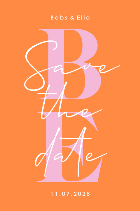 Typografische save the date met trend kleuren