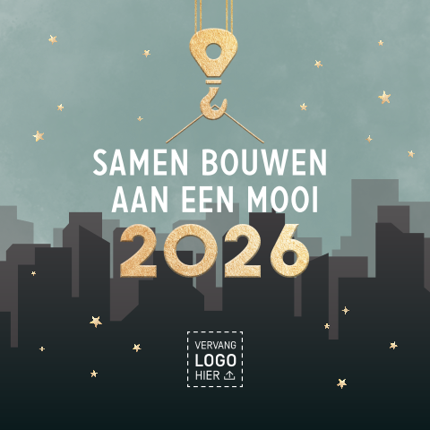 Zakelijke kerstkaart voor bouw met goudlook