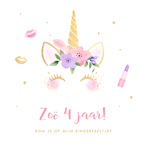 Kinderfeestje unicorn uitnodiging meisje