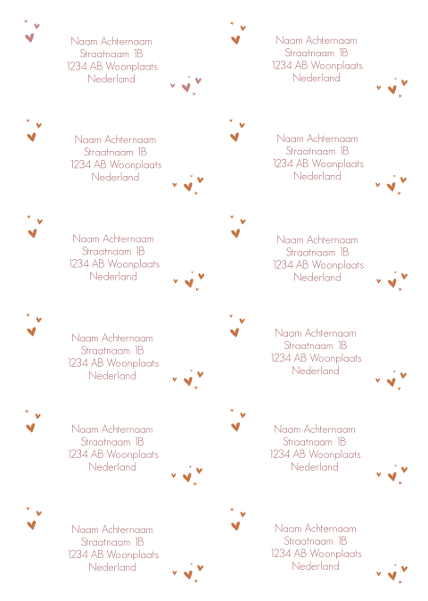 Adressticker met roze hartjes