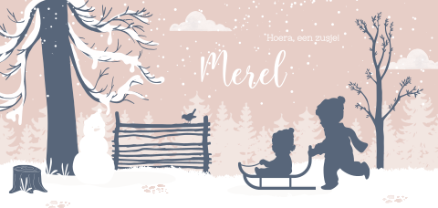 Geboortekaartje winter meisje sneeuw