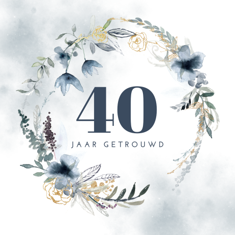 Wenskaart jubileum huwelijk bloemen