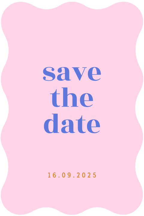 Colourblocking save the date kaart in originele vorm