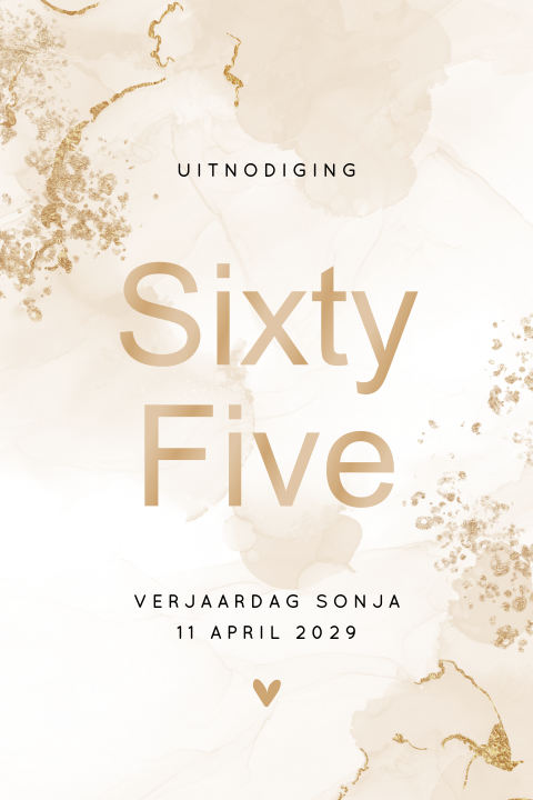 Uitnodiging verjaardag 65 met omkleurbare watercolor