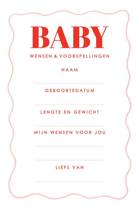 Babyshower invulkaartje trendy rood met ruiten