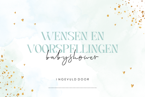 Babyshower invulkaartje watercolor met goud