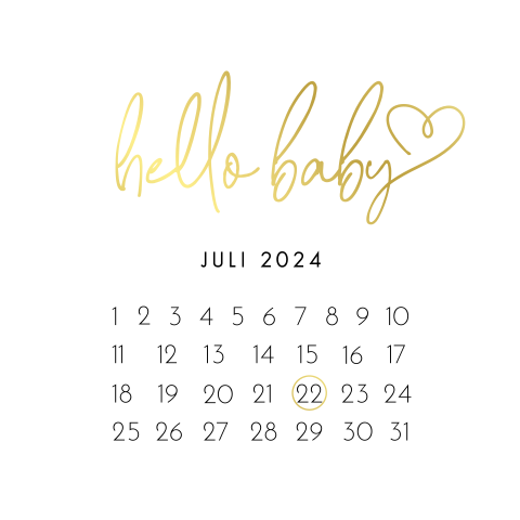 Aankondiging zwangerschap kalender goudfolie