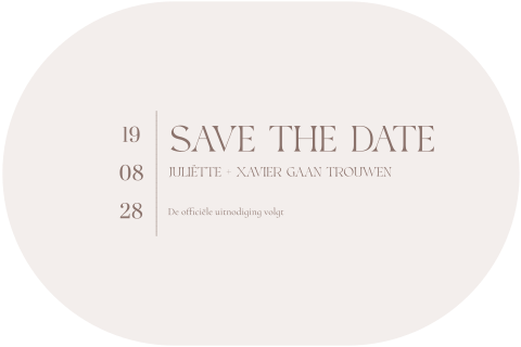 Save the date bruiloft ovaal typografisch taupe