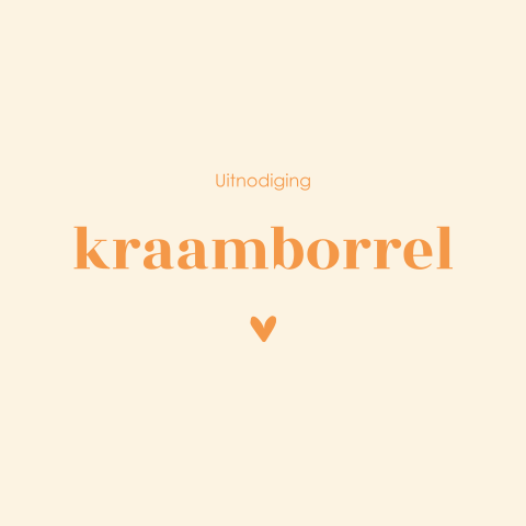 Kraamborrelkaartje oranje en geel met hartje