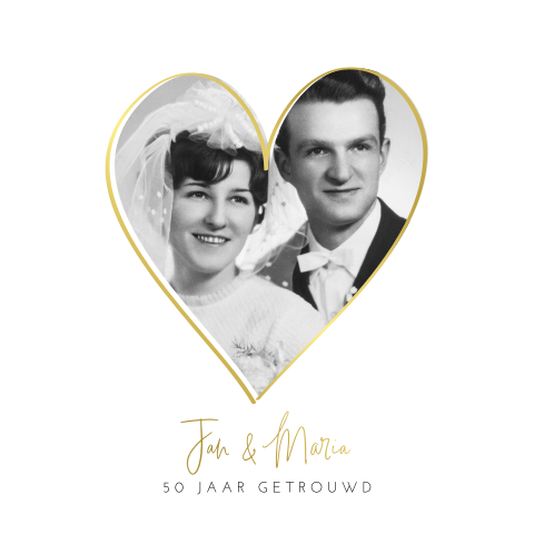 Felicitatiekaart 50 jaar getrouwd met foto en goudfolie