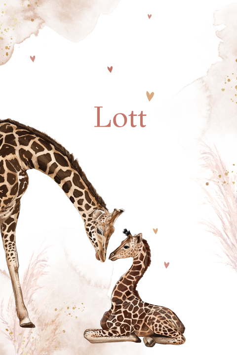 Lief geboortekaartje voor meisje met giraffen