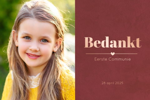 Persoonlijke Communie bedankkaart met foto