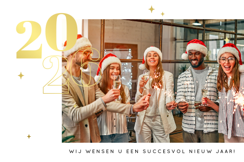 Zakelijke kerstkaart met foto en goudfolie