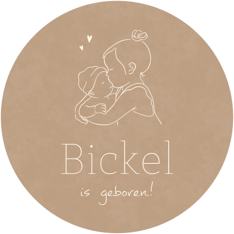 Geboortebord tuin in bruin met lijntekening van baby broertje