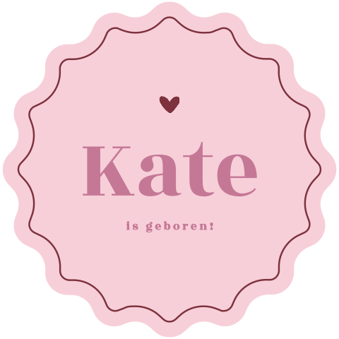 Raamsticker geboorte roze met golvende rand