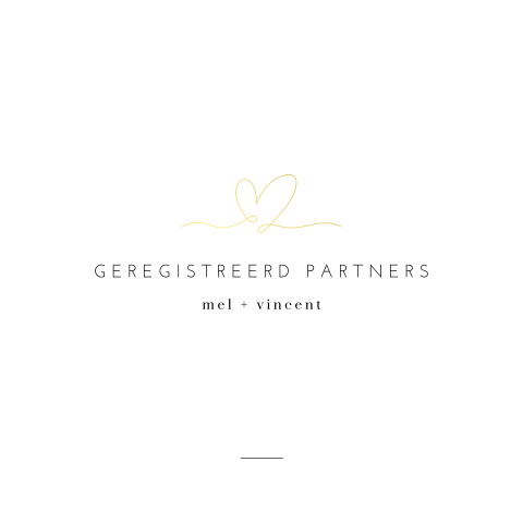 Minimalistische uitnodiging vgeregistreerd partnerschap met goudfolie