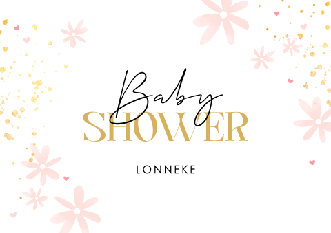 Babyshower placemat roze bloemen met goud