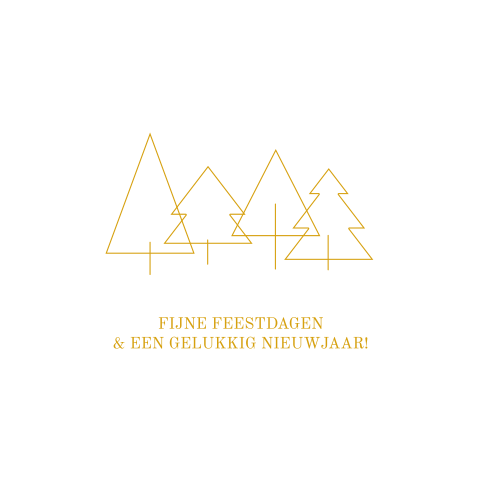 Zakelijke kerstkaart met lijntekening kerstbomen