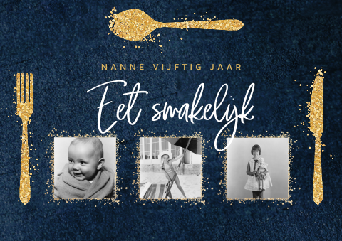 Placemats verjaardag 50 jaar met foto's en gouden glitters