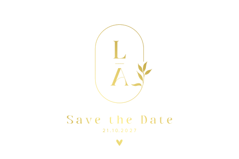 Save the date met initialen en goudfolie