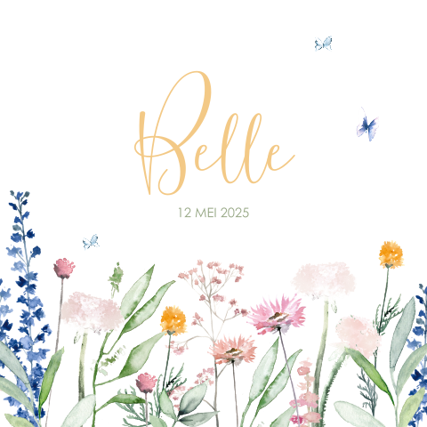 Geboortekaartje meisje floral voorjaar zomer