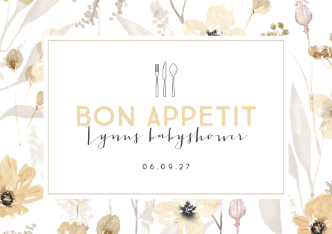Babyshower placemat met gele droogbloemen