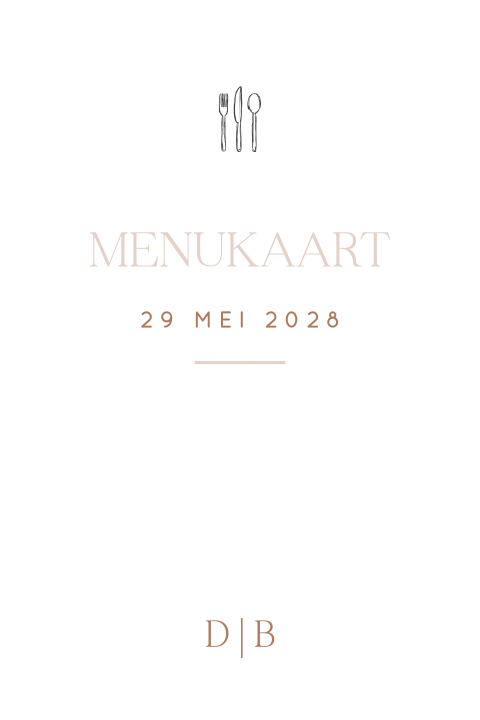 Menukaart bruiloft stijlvol in neutrale kleuren