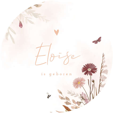 Geboortebord tuin met vintage bloemen