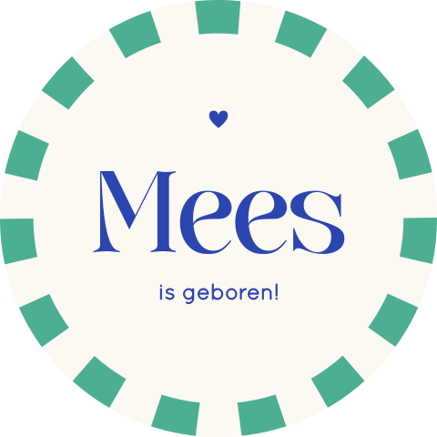 Vrolijke raamsticker voor geboorte jongen in colorblocking groen/blauw
