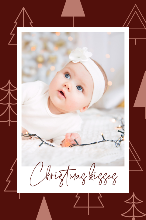 Stijlvolle kerstkaart met foto en kerstboompjes