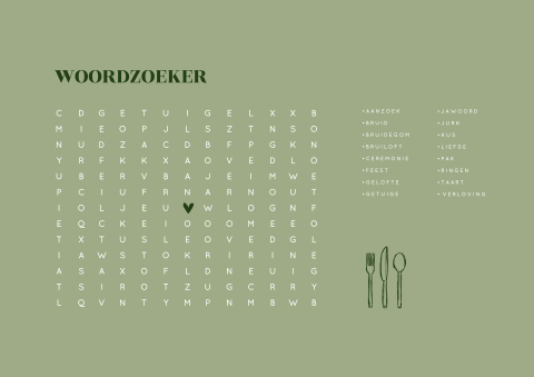 Placemats zachtgroen met puzzel