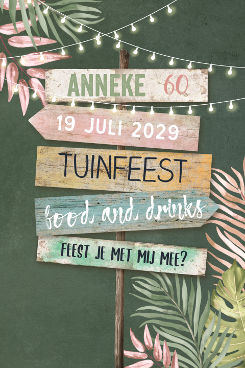 Tuinfeest uitnodiging verjaardag 60 jaar