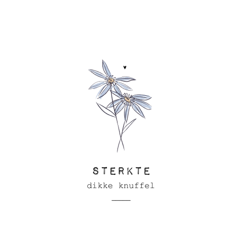 Condoleancekaart met illustratie van blauwe bloemen