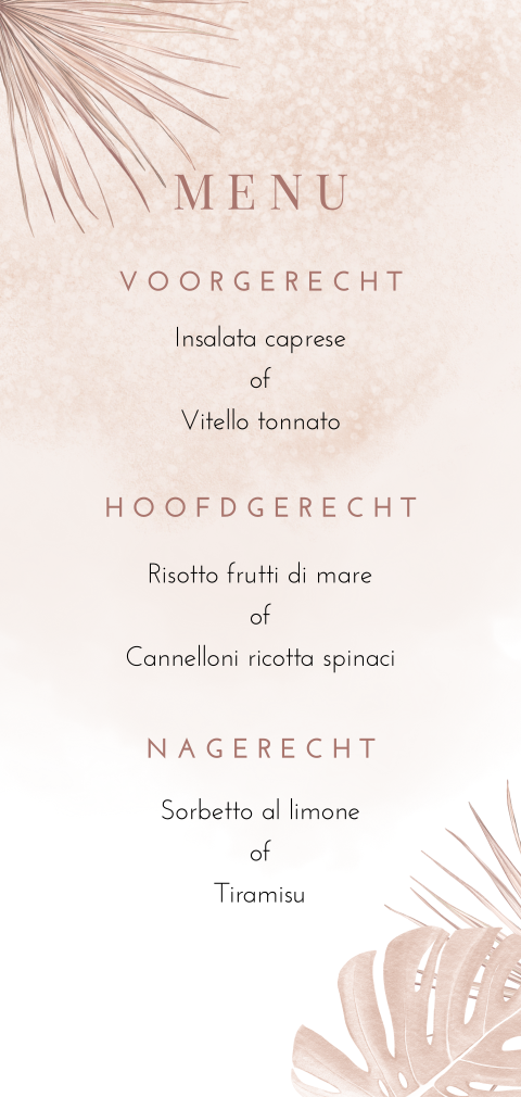 Bohemian menukaart met botanische elementen