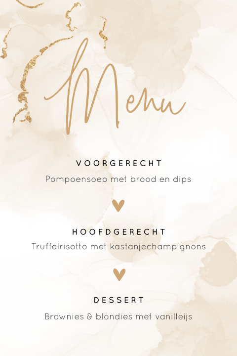 Menukaart 21 diner met omkleurbare watercolour