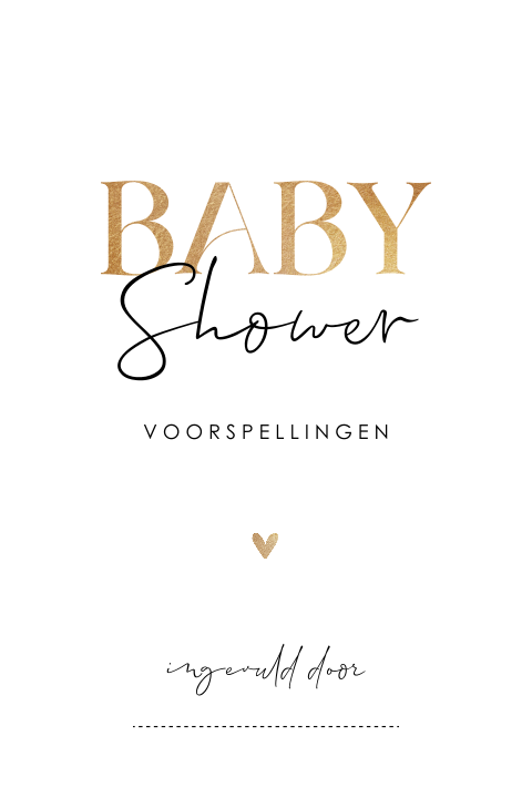 Babyshower invulkaartje wit met goud