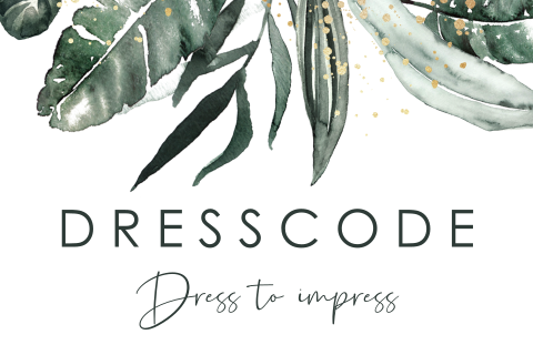 Dresscode kaartje met jungle bladeren