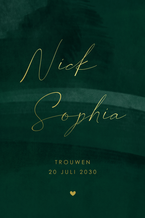 Stijlvolle trouwkaart met calligraphy in goudfolie