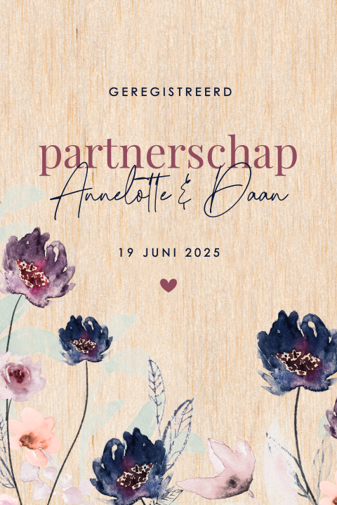Kaart geregistreerd partnerschap op echt berkenhout
