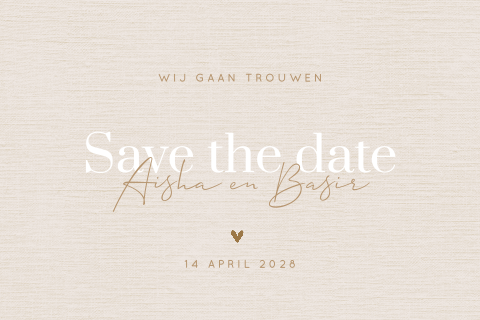 Save the date typografisch met neutrale kleuren