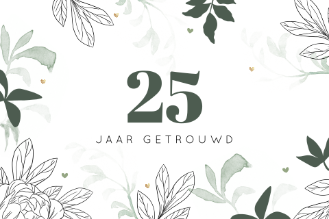 Felicitatie kaart 25-jarig huwelijk met mooie bladeren