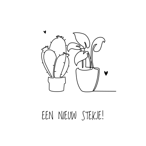 Wenskaart felicitatie nieuwe woning met lijntekening