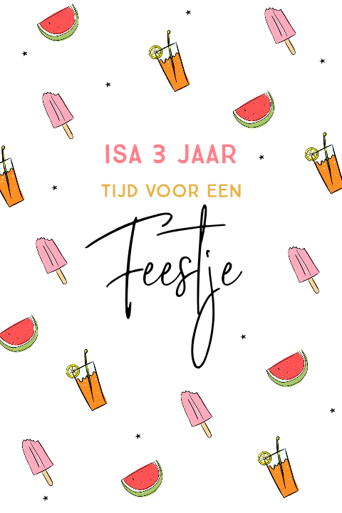 Vrolijke kinderfeestje uitnodiging zomer met ijsjes