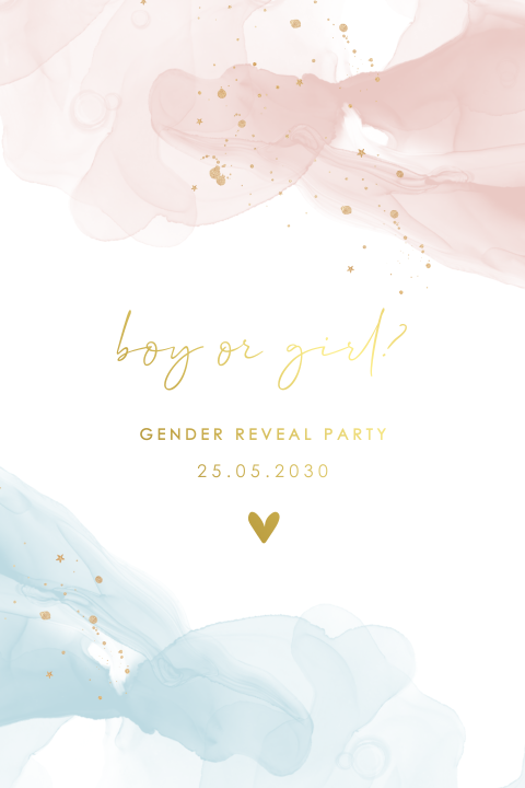 Gender reveal uitnodiging met water color