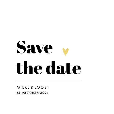 Goudfolie save the date met love statement