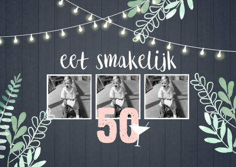 Placemat verjaardag 50 jaar in botanische stijl