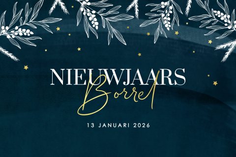 Prachtige uitnodiging voor een nieuwjaarsborrel met goudolie