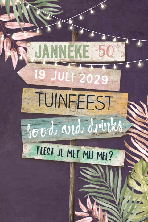 Tuinfeest uitnodiging verjaardag 50 jaar