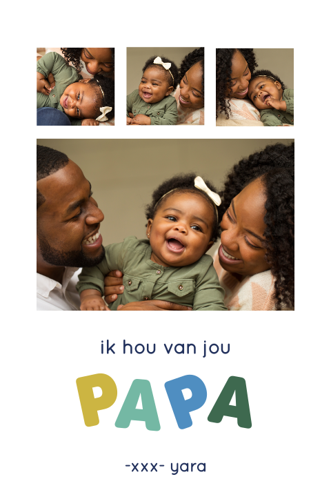 Poster vaderdag met vier foto's en gekleurde letters
