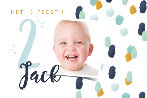 Kaart 2e verjaardag met vrolijke confetti